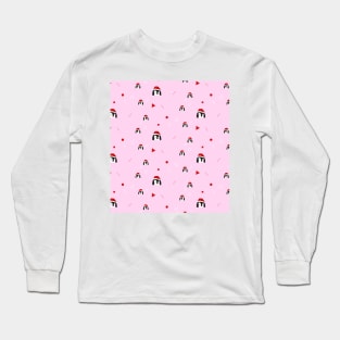 Santa Claus Penguin Pink #cute #christmas #penguin #illustration Long Sleeve T-Shirt